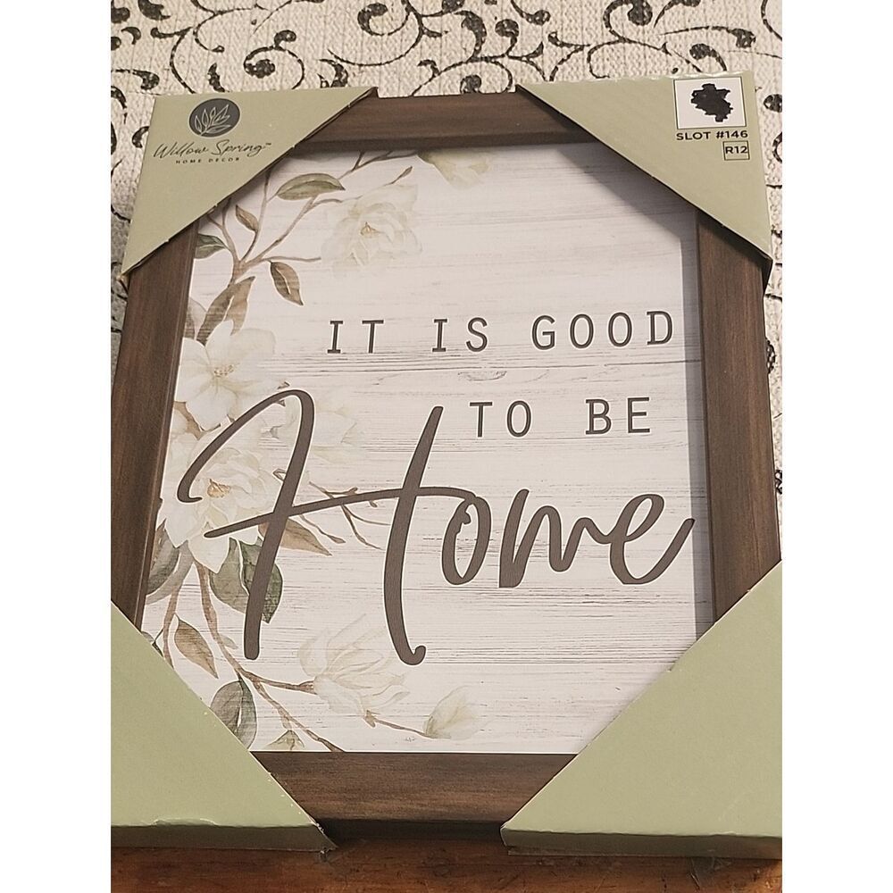 Willow Spring Home Floral Script Framed Sign - Picture 1 of 8